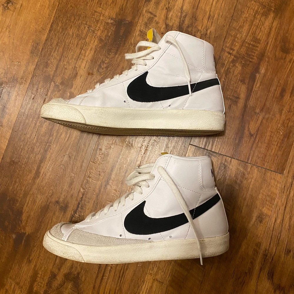 Womens black and white Nike Blazers